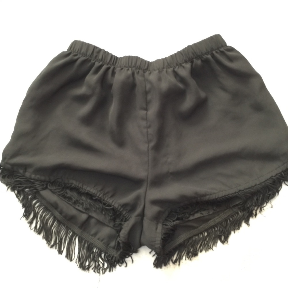 Black fringe shorts